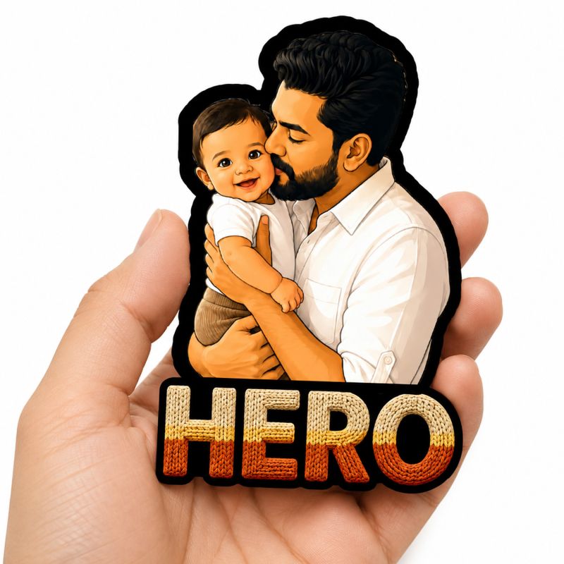 Personalized Dad Photo Fridge Magnet  Dad is My Hero Theme Gift for Father Custom with Photo Memorable